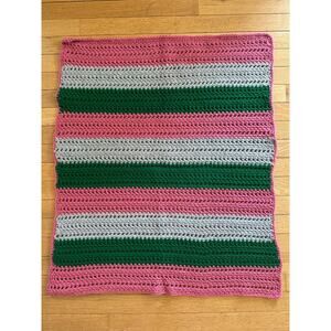 Vtg Crocheted  Blanket Handmade Lap Throw/baby Blanket 26x31 Square Multicolor